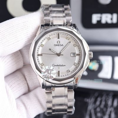 Copy Omega Constellation 40mm Diamonds White Dial Jubilee Band Watch